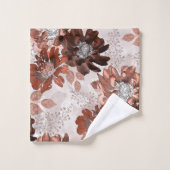 Motif floral gris-marron. (Gant de toilette)