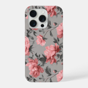 Motif floral gris rose poussiéreux romantique de p