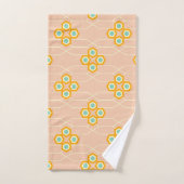 Motif floral hexagonal sur fond pêche (Serviette à main)