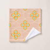 Motif floral hexagonal sur fond pêche (Gant de toilette)