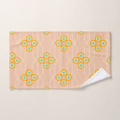 Motif floral hexagonal sur fond pêche (Serviette à main)