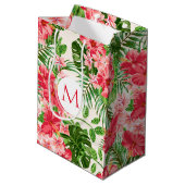 Motif floral Hibiscus rouge Monogramme M Sac cadea (Dos Angle)