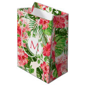 Motif floral Hibiscus rouge Monogramme M Sac cadea (Devant Angle)