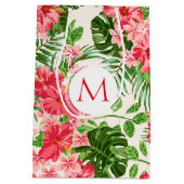 Motif floral Hibiscus rouge Monogramme M Sac cadea (Dos)