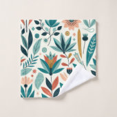 Motif floral imprimé moderne gras orange vert (Gant de toilette)
