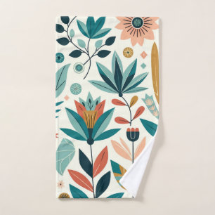 Motif floral imprimé moderne gras vert orange