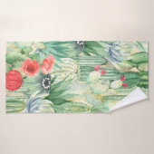 Motif floral incomparable avec cactus, succulents (Serviette de bain)