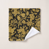 Motif floral indien en laque noire et or antique (Gant de toilette)