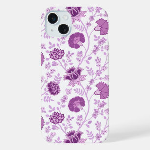 Motif floral jacobéen grandes fleurs roses sur fon