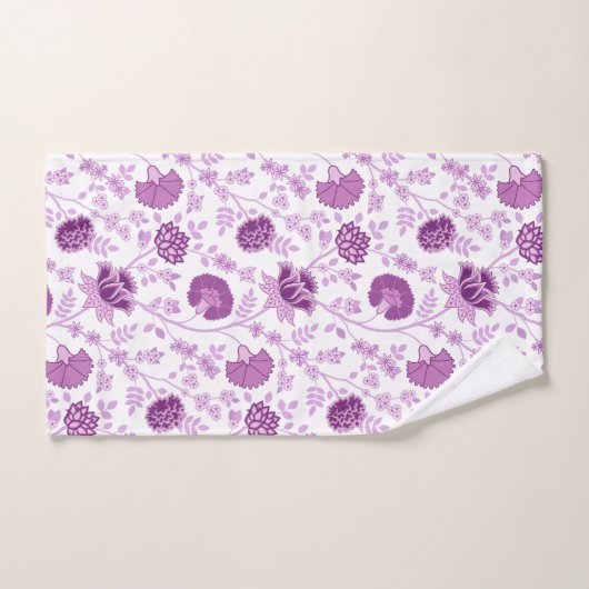 Motif floral jacobéen rose sur blanc (Serviette à main)