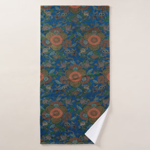 Motif floral japonais vintage bleu royal