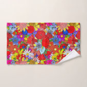 Motif floral jaune bleu pourpre vert rouge (Serviette à main)