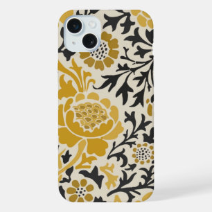 Motif floral jaune et noir de style vintage