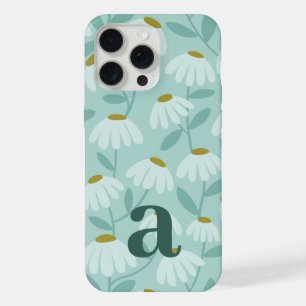 Motif floral lettre monogramme moyen bleu sarcelle