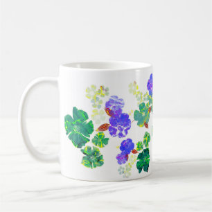 Motif floral mauve & mug vert