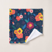 Motif floral Moderne Corail bleu Jaune Gras (Gant de toilette)