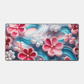 Motif floral moderne rose bleu 3D (Recto)