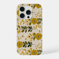 Motif floral moutarde fleur ton chaud rétro