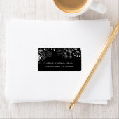 Motif floral noir/blanc - Étiquette de adresse (En situation)
