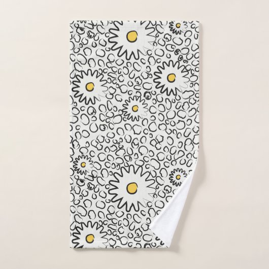 motif floral noir et blanc (Serviette à main)