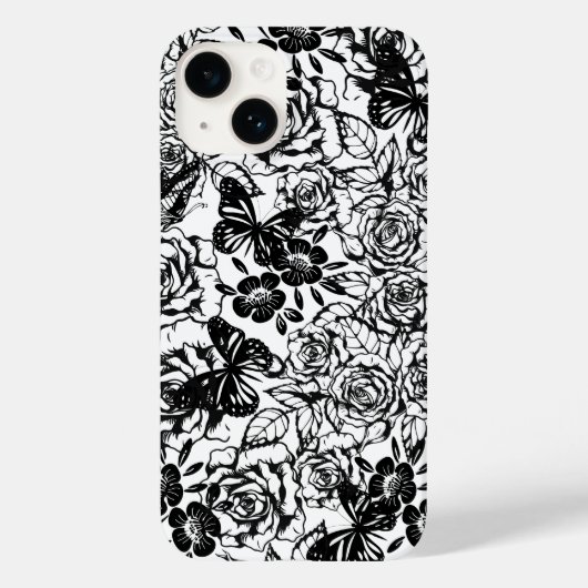 Motif floral noir et blanc coque iphone (Verso)