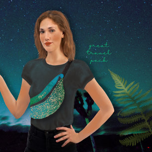 Motif floral ombré bleu vert aqua
