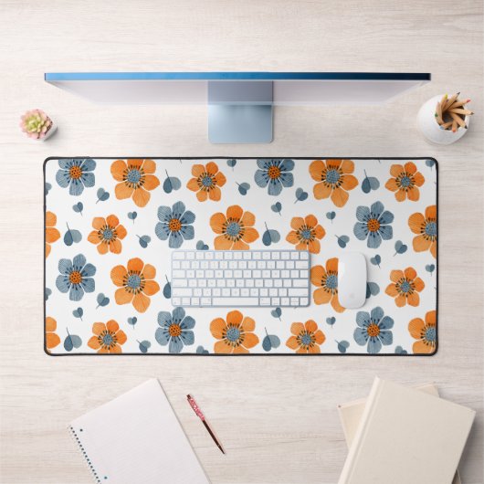 Motif floral orange vibre (Bureau 1)