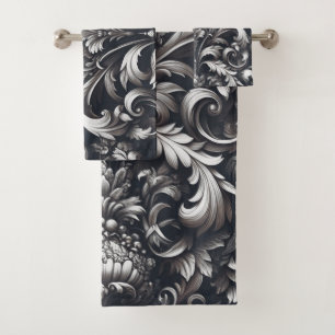 Motif floral ornemental gothique gras foncé