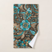Motif Floral Paisley - turquoise et doré (Serviette à main)
