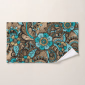 Motif Floral Paisley - turquoise et doré (Serviette à main)