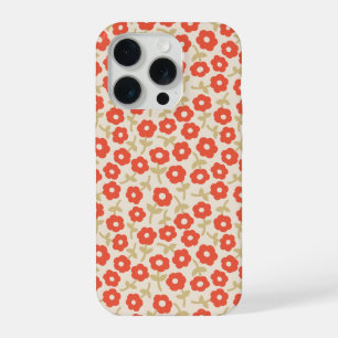 Motif floral petit pois rouge rétro