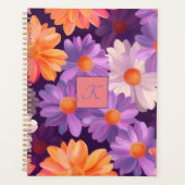 Motif floral pourpre et orange avec monogramme (Devant)