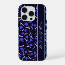 Motif floral printanier sur fond bleu foncé