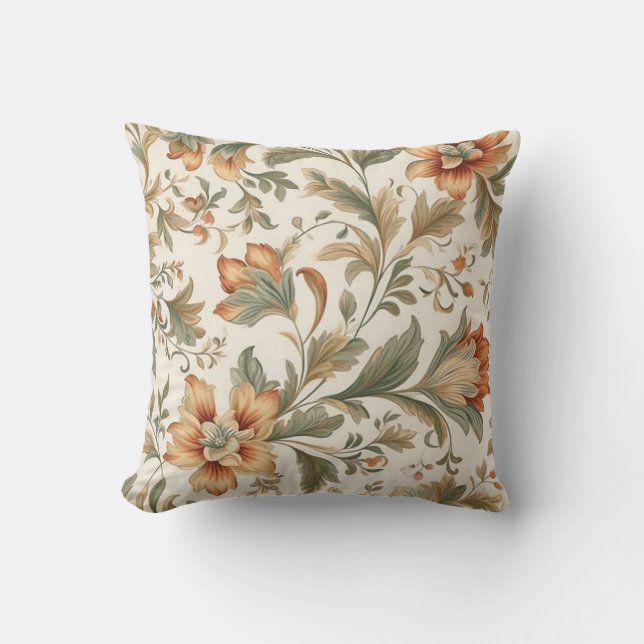 Motif floral rétro 3 oreiller à lancer (Recto)