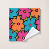 Motif floral rétro coloré (Gant de toilette)