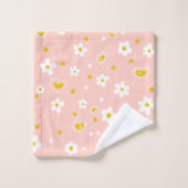 Motif floral rétro Daisy jaune et rose (Gant de toilette)