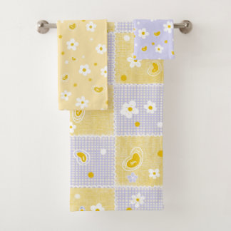 Motif floral rétro Daisy jaune et violet