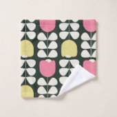 Motif floral rétro jaune rose vert (Gant de toilette)