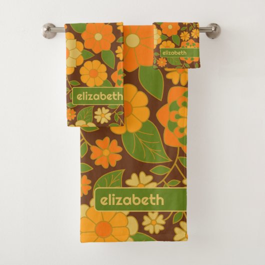 Motif Floral Retro tendance Bloc de nom personnali (En situation)