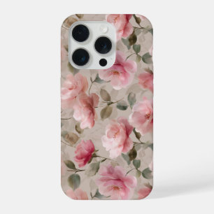 Motif floral rose beige aquarelle rose pâle