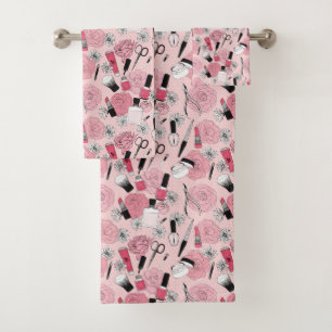 Motif floral rose de produits de beauté