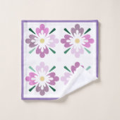 Motif floral rose et mauve (Gant de toilette)