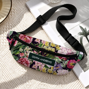 Motif floral rose vintage noir imprimé monogramme