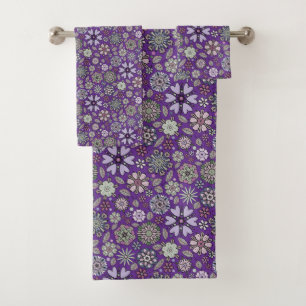 Motif floral rose violet pastel rétro sans couture