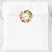 Motif floral Rouge Hibiscus Monogramme Autocollant (Sac)
