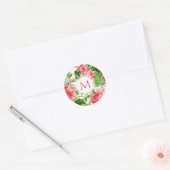 Motif floral Rouge Hibiscus Monogramme Autocollant (Enveloppe)