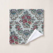 Motif Floral Rouge Vert Jaune Bleu Fleurs (Gant de toilette)