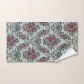 Motif Floral Rouge Vert Jaune Bleu Fleurs (Serviette à main)