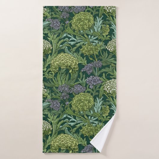 Motif floral sans couture de style William Morris (Serviette de bain)