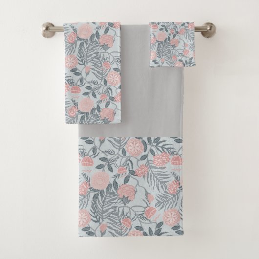 Motif floral sauvage rose, gris botanique (En situation)